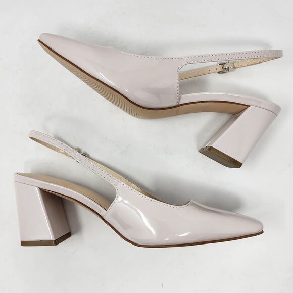 Marc Fisher Lethe Slingback Heels Women 7M Blush Pink Cream Patent Faux Leather - Picture 6 of 9